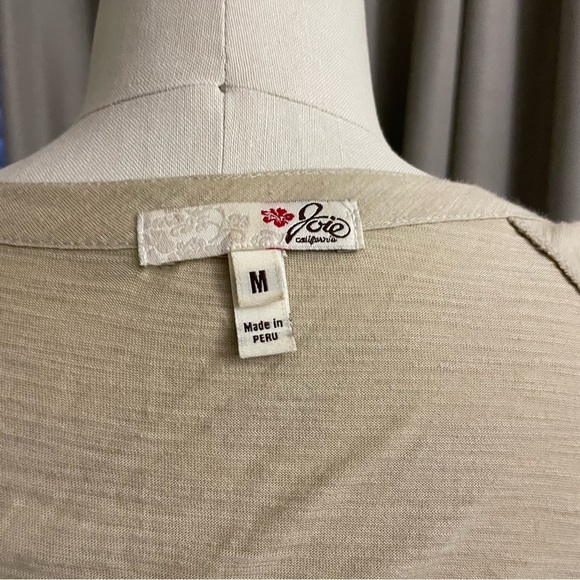 Vintage 00s Y2K Joie Cream linen blend cardigan with pockets Size M - Picture 2 of 3